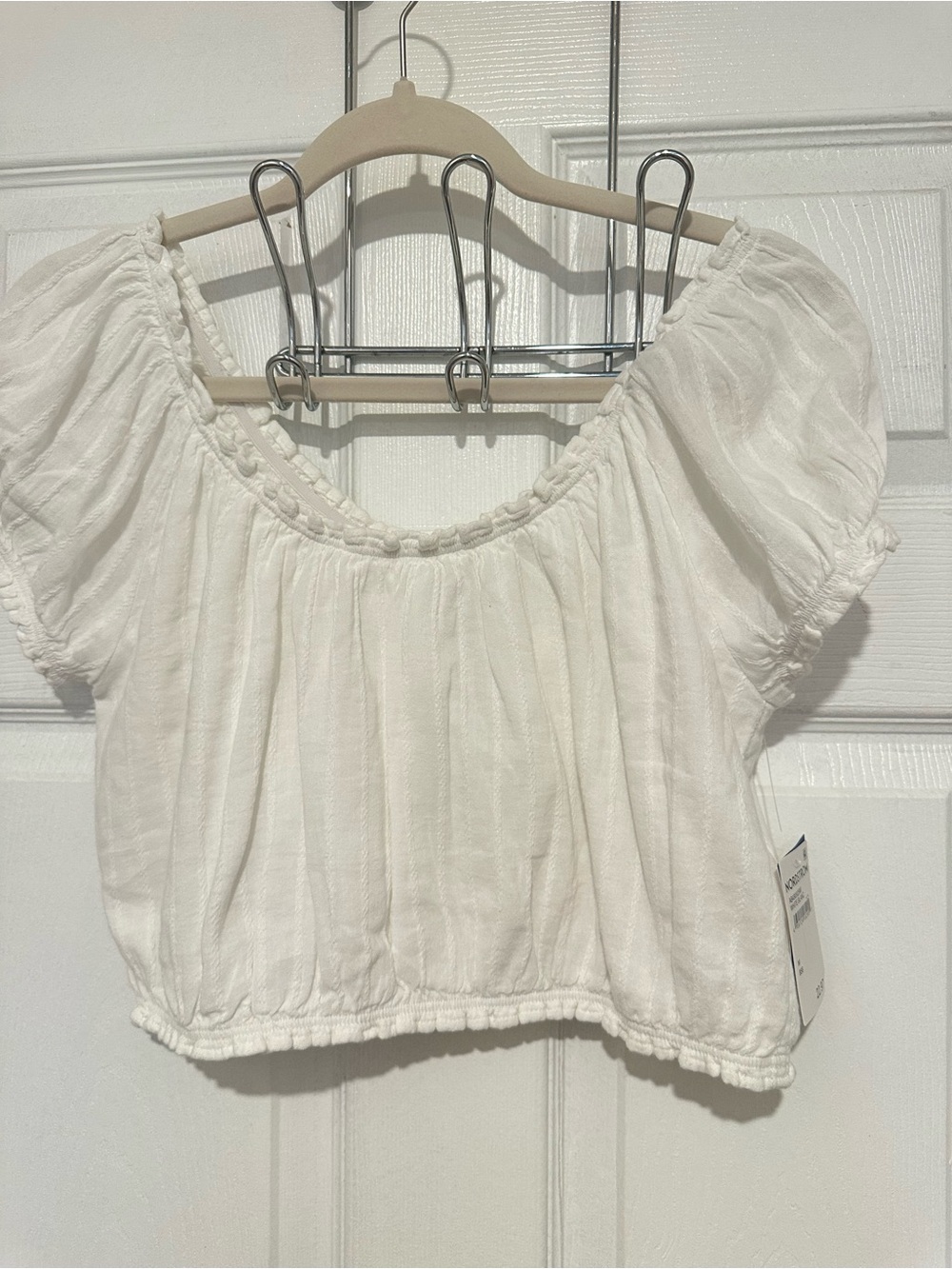 Abound White Off-Shoulder Gauze Crop Top